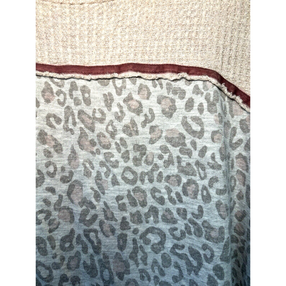 Knox Rose Leopard Print‎ Waffle Knit Shirt XL Cozycore Boho Casual Loungewear - Picture 3 of 8